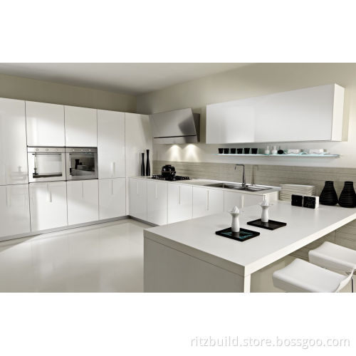 Home Kitchen Furniture White Modern High Gloss PVC Kitchen Cabinet